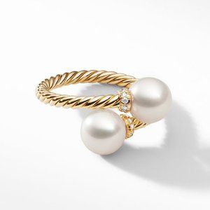 David Yurman Solari Bypass ring w/ diamonds,  pearls, 18kt gold